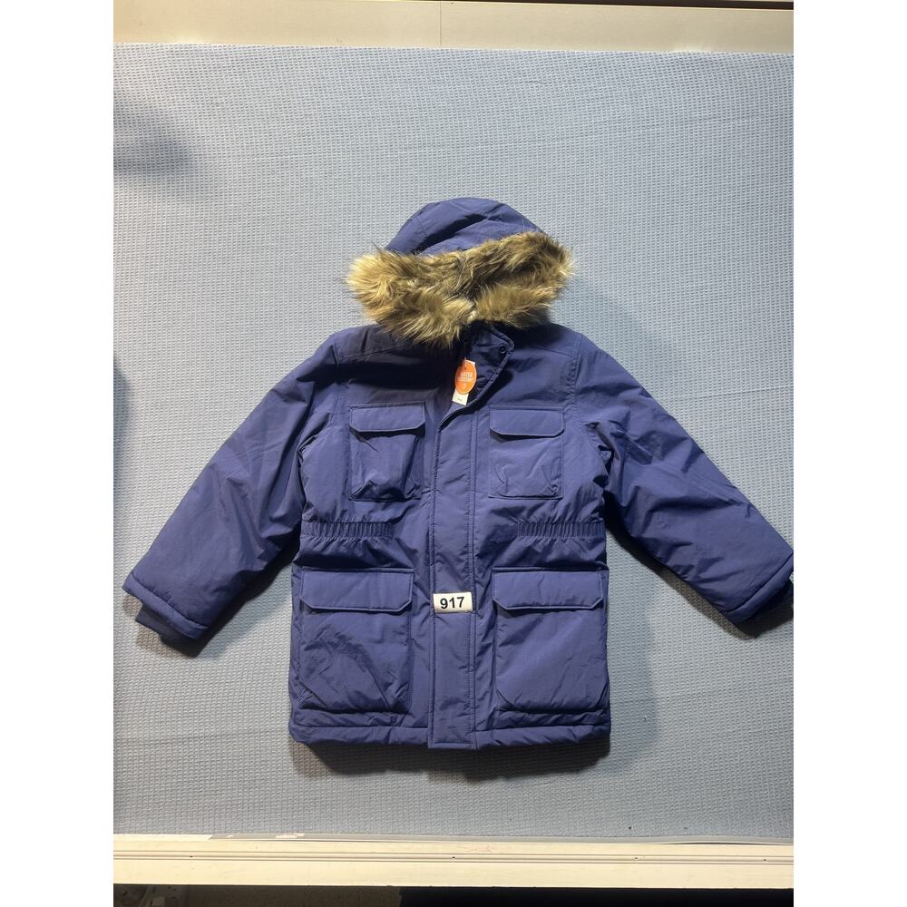 The Children's Place Boys Sherpa Lined Hooded Parka Jacket Sz M Blue Brand New
